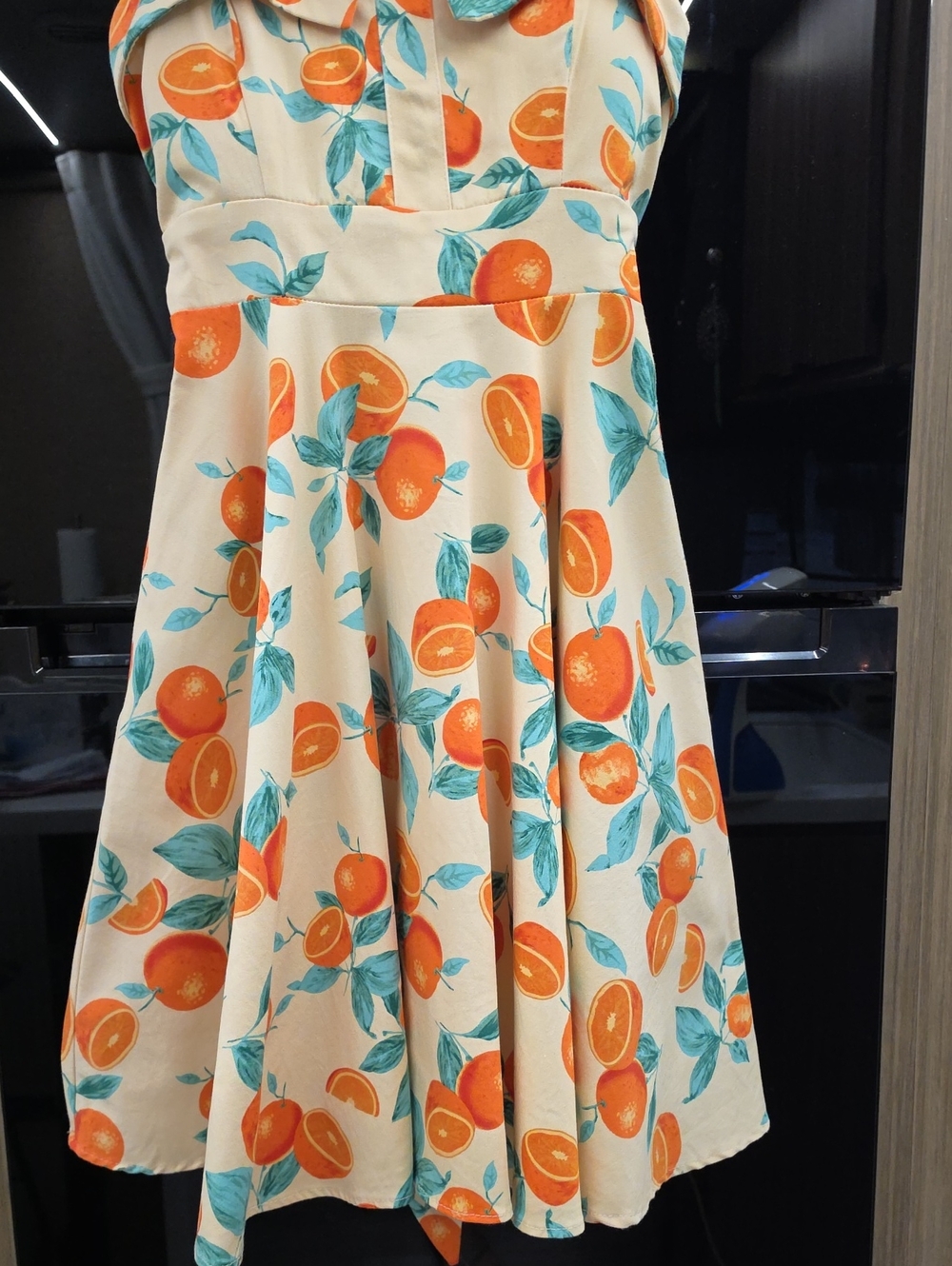 ππ±FRUIT ORANGE MIDI DRESS WITH LEAVES" BY " EVA ROSE" ππ± - Picture 4 of 15